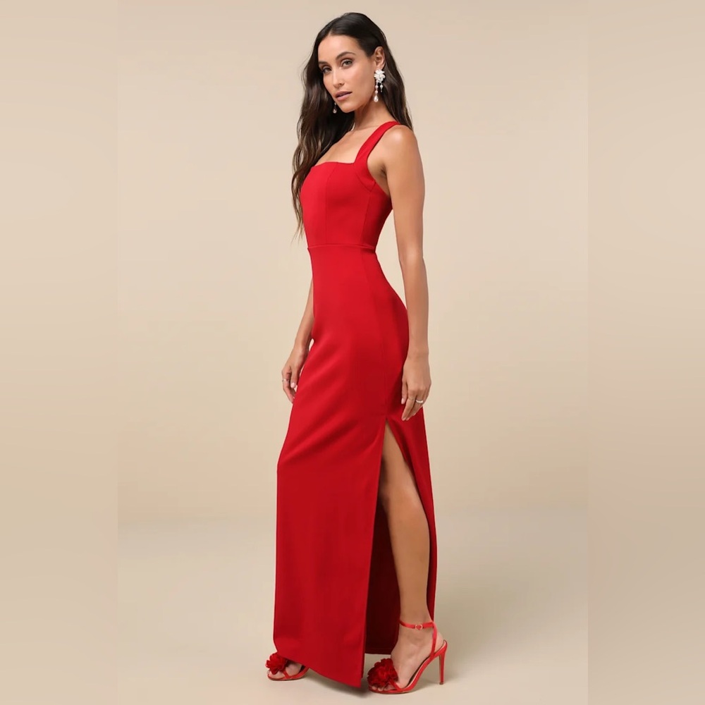 NWT Lulus Glamorous Dedication Dark Red Sleeveless Column Maxi Dress - L